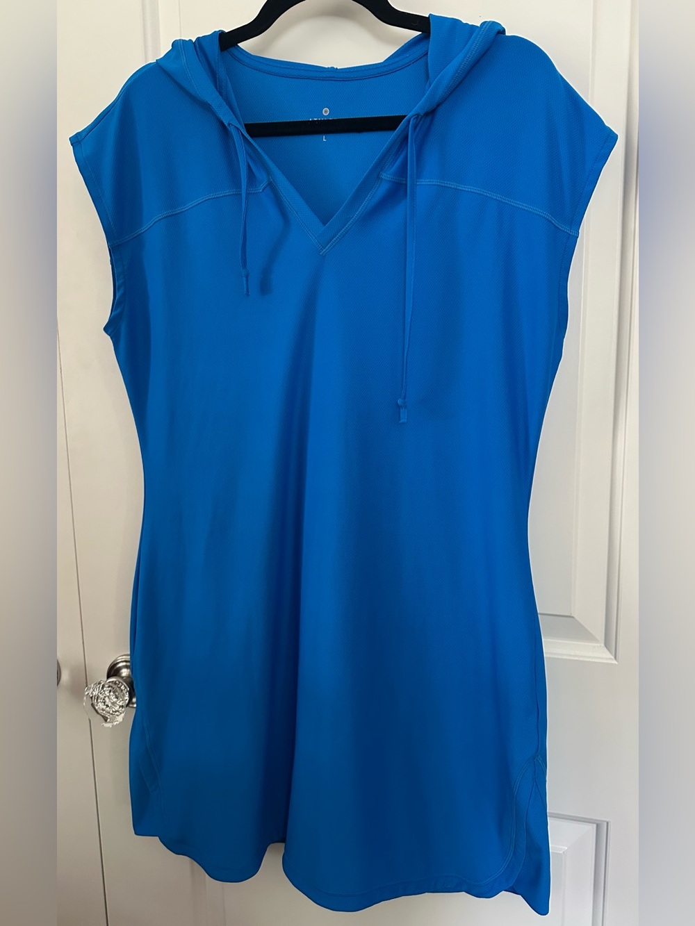 Athleta Royal Blue Hooded Cover Up Dress Sleeveless Athleisure Large